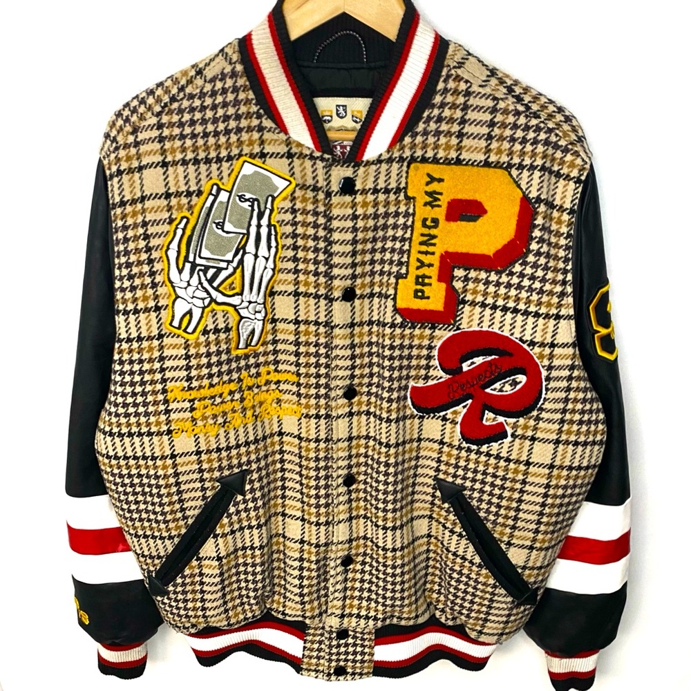 Vintage Smoke Rise Paying My Respects Men’s Plaid Embroidered Varsity Jacket L